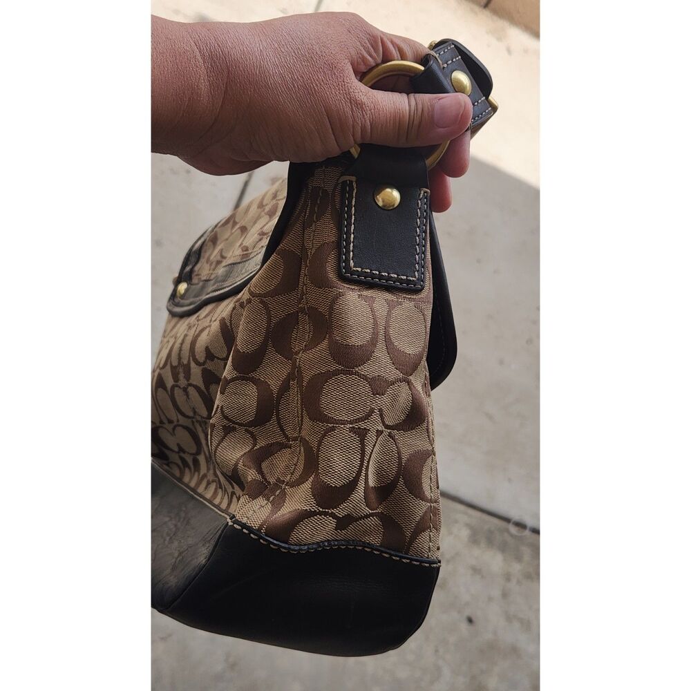 Coach Medium F12857 Vintage Ali Beige & Brown Signature C Turn Lock Shoulder Bag - Picture 9 of 11